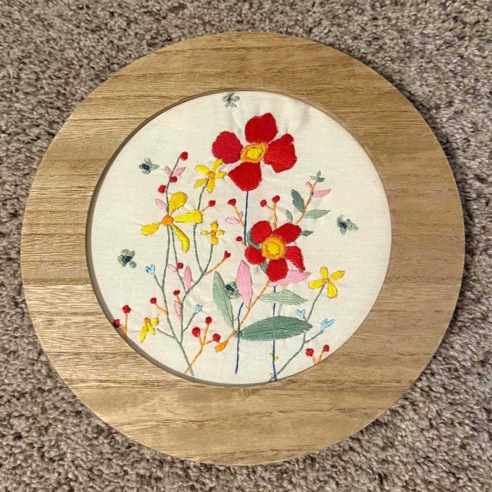 Floral Embroidered Wall Art